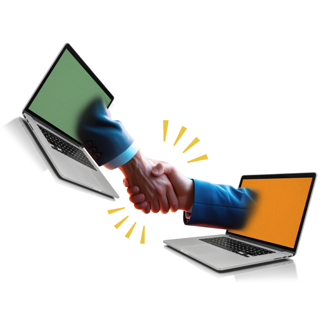 digital handshake symbolizing online partnership